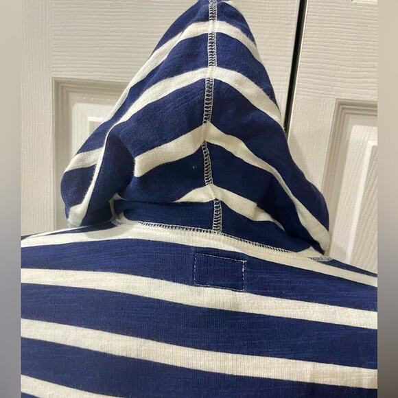 J.CREW HOODIE CROPPED 100% COTTON NAVY/IVORY SZ XS NAUTICAL SAILOR CORE - Picture 7 of 11